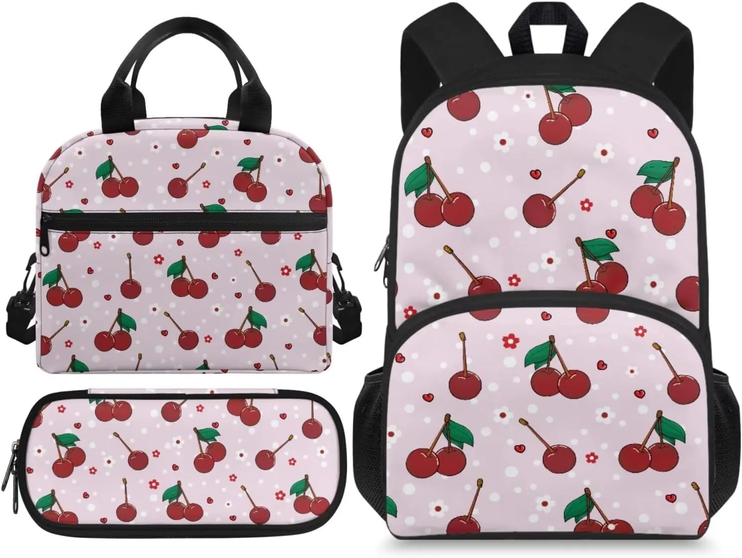 Kids Backpack Toddler Cherry Floret Backpack for School Study Travel for Boys Pre-K Kindergarten Elementary Lightweight Book Bag Big Bookbag Kids 15" tall for Daycare