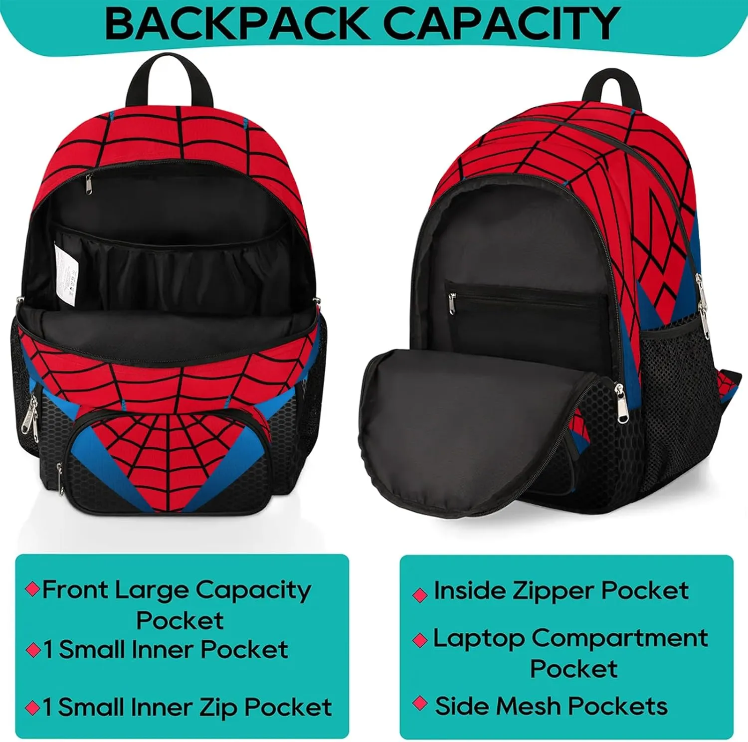 Kids Backpacks for Boys Girls | Red Spider Web School Bag Lightweight Waterproof Bookbags for Primary, Kindergarten, Elementary Back to School Children 16.7 Inch