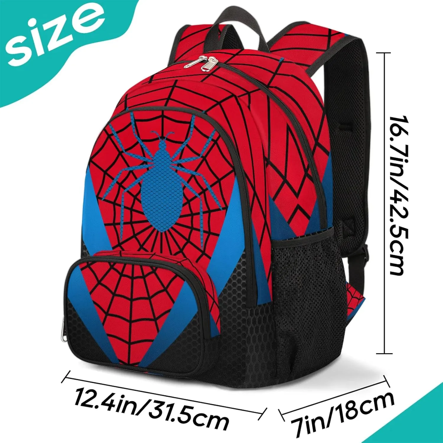 Kids Backpacks for Boys Girls | Red Spider Web School Bag Lightweight Waterproof Bookbags for Primary, Kindergarten, Elementary Back to School Children 16.7 Inch