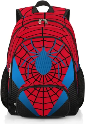Kids Backpacks for Boys Girls | Red Spider Web School Bag Lightweight Waterproof Bookbags for Primary, Kindergarten, Elementary Back to School Children 16.7 Inch