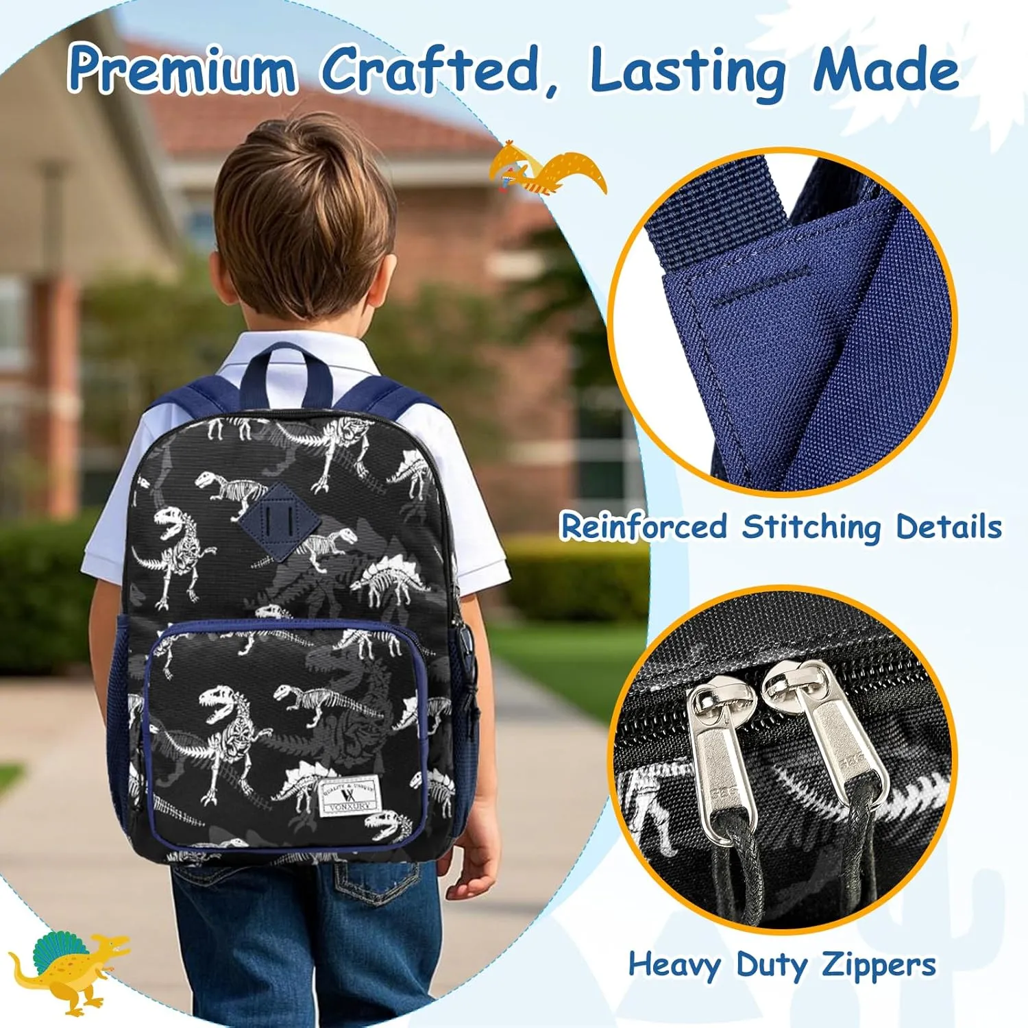 Kids Backpack,VONXURY Cute Lightweight Toddler Backpack with Chest Buckle Small Bookbag for School Boys and Girls