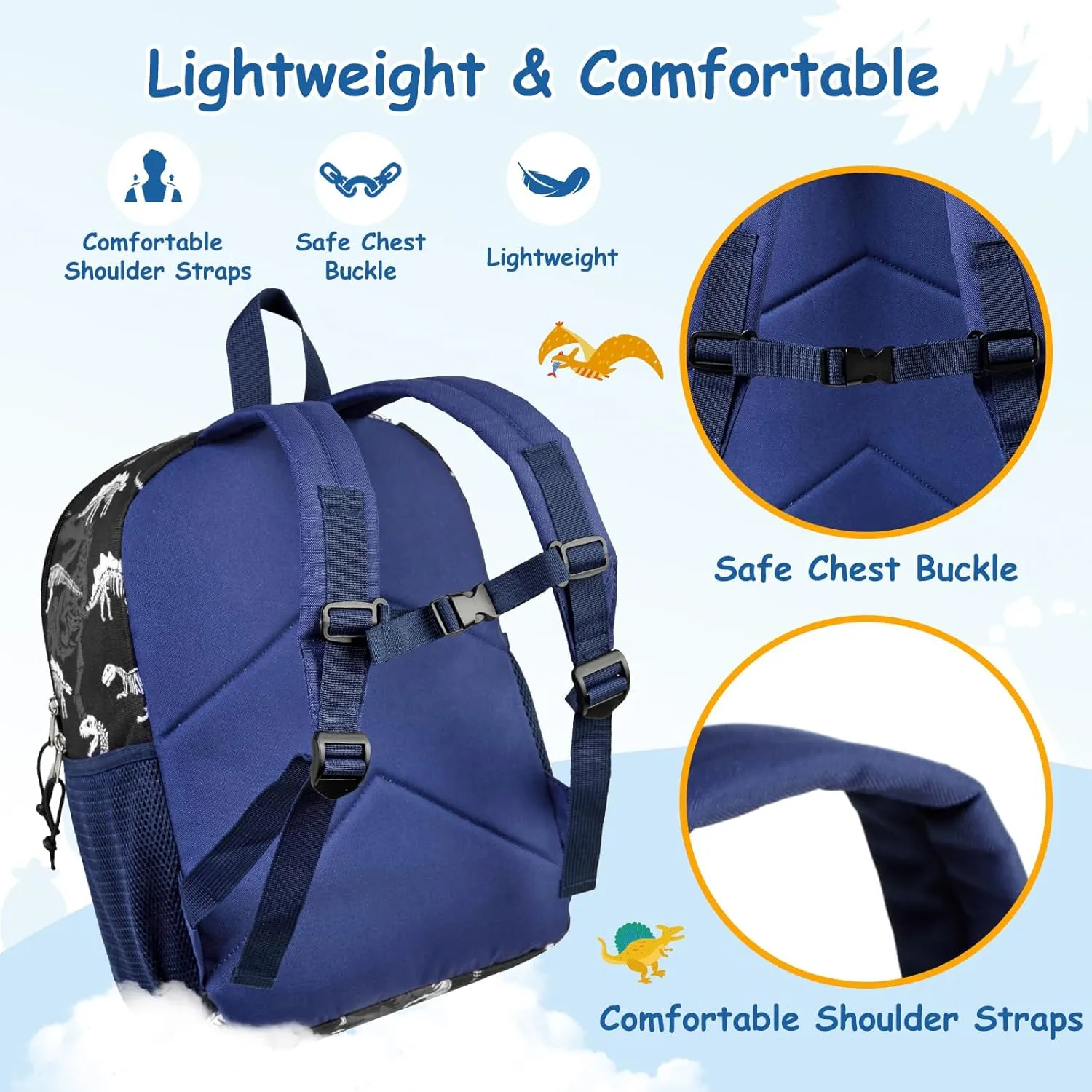 Kids Backpack,VONXURY Cute Lightweight Toddler Backpack with Chest Buckle Small Bookbag for School Boys and Girls