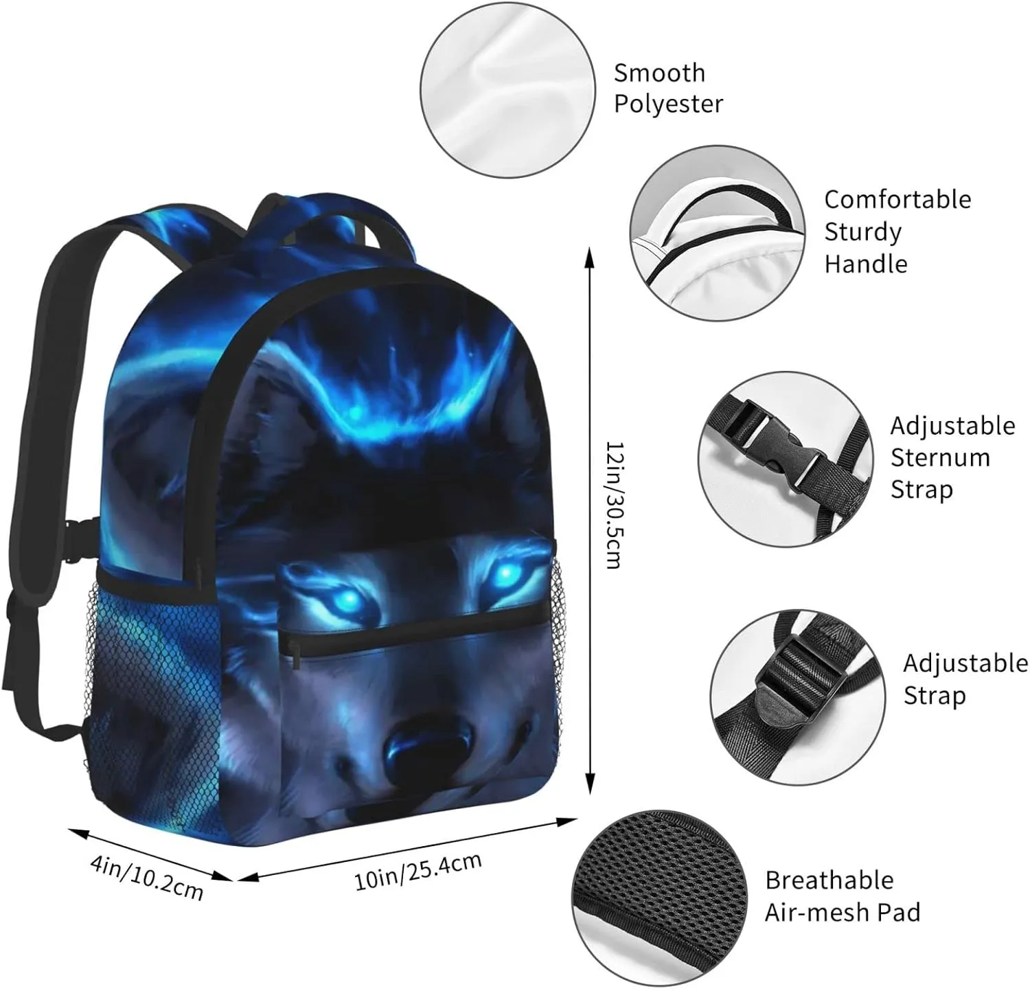 Kids Galaxy Wolf Backpack Bookbag 12 inch Laptop Bag Shoulder Bag Casual Daypack for Girl Boys