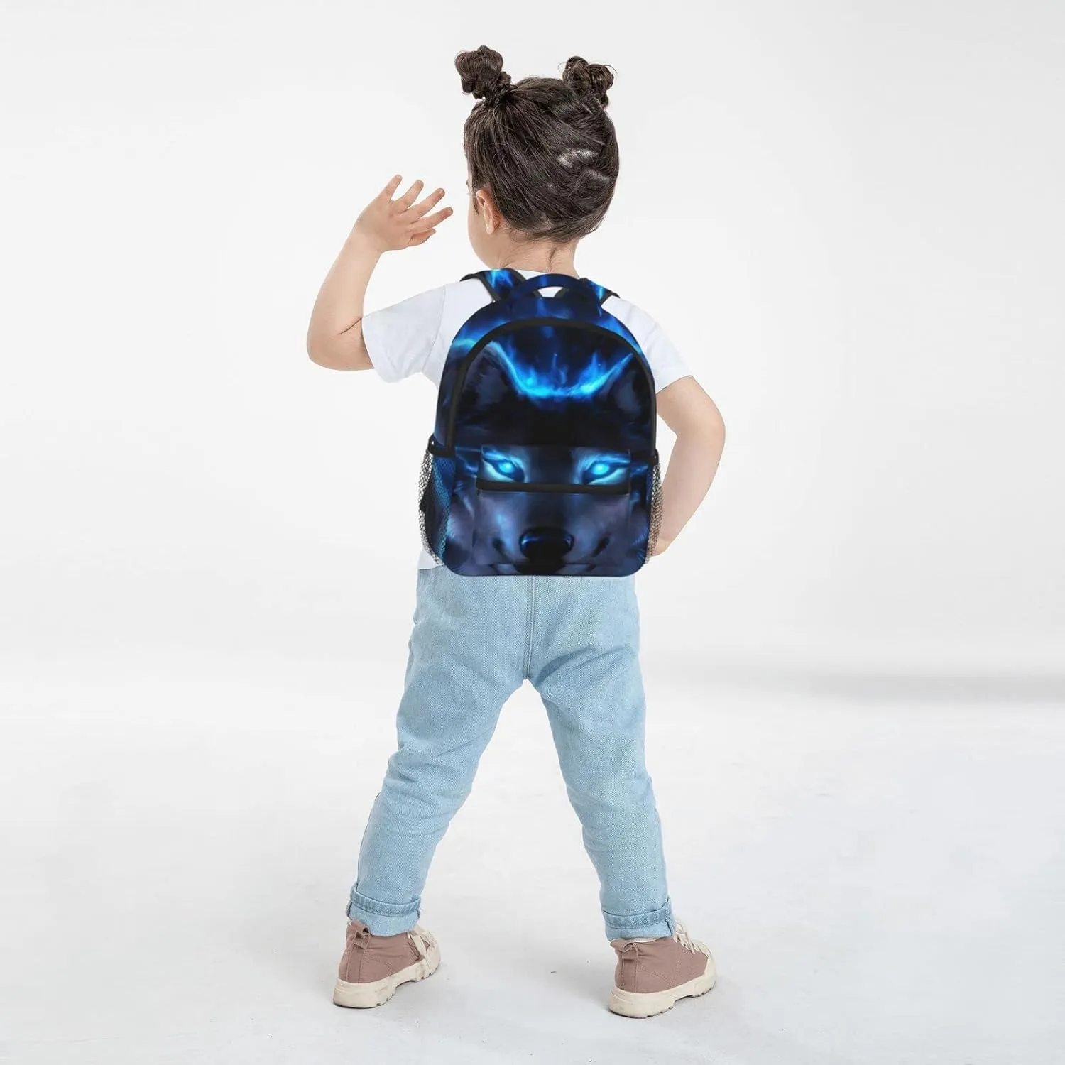 Kids Galaxy Wolf Backpack Bookbag 12 inch Laptop Bag Shoulder Bag Casual Daypack for Girl Boys