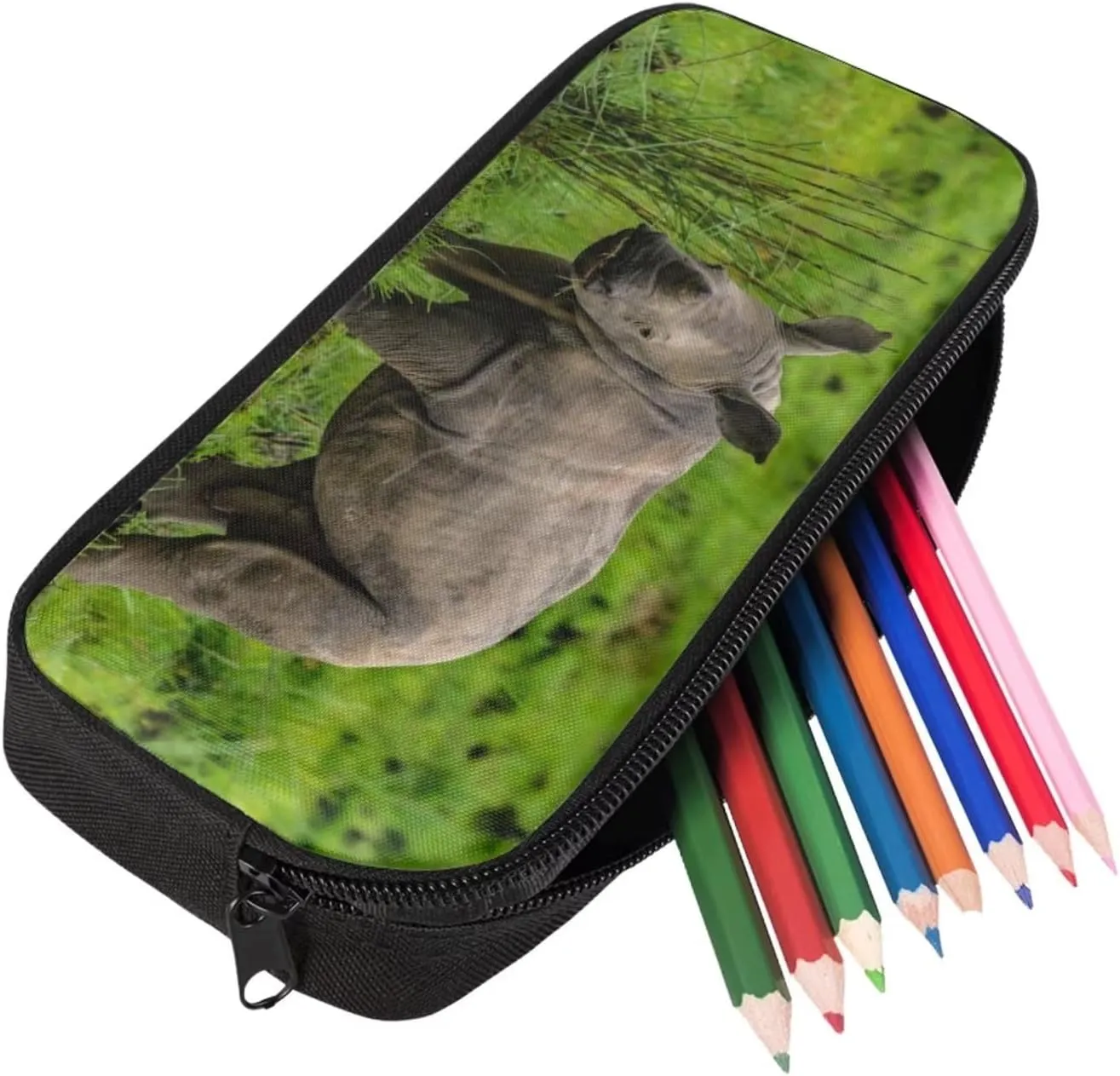 Kids Novelty Animal Backpack and Lunch Box for Boys Girls Student Lightweight 17 Inch School Rhinoceros Backpack with Lunch Bag Pencil Case Kids Comfy Padded Black Large Bookbag