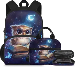 Kids School Backpack,15" Cartoon Schoolbag 3 Piece Lightweight Ruggedly Reinforced Shoulder Book Bag for Boys Large Capacity Back to School Children Supplies Birthday
