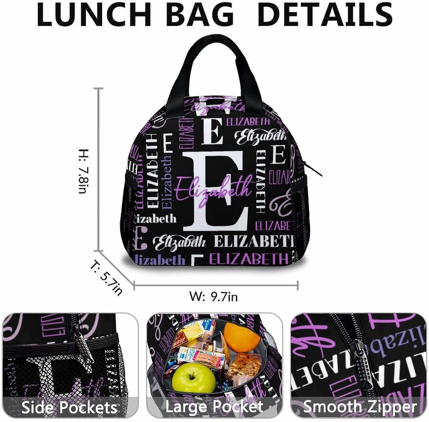 Kids School Backpacks, Custom Name Set of 3 Backpack for Boys Girls, Back to School Gifts, Personalized Black Large Capacity Bookbag with Pencil Case Bundle for Preschool Elementary