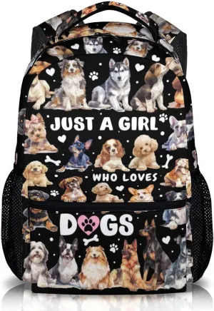 Kids School Backpacks, Cute Dog Bookbag, 17 Inch Large Capacity Girls Boys Schoolbag for Gift, Casual Bookbag for Preschool Elementary Kindergarten School Travel