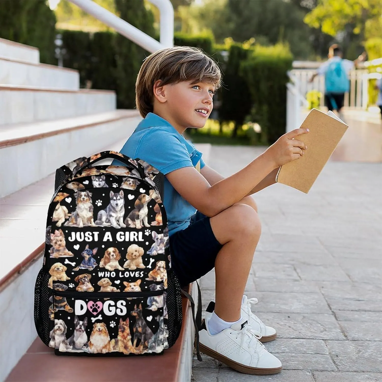 Kids School Backpacks, Cute Dog Bookbag, 17 Inch Large Capacity Girls Boys Schoolbag for Gift, Casual Bookbag for Preschool Elementary Kindergarten School Travel