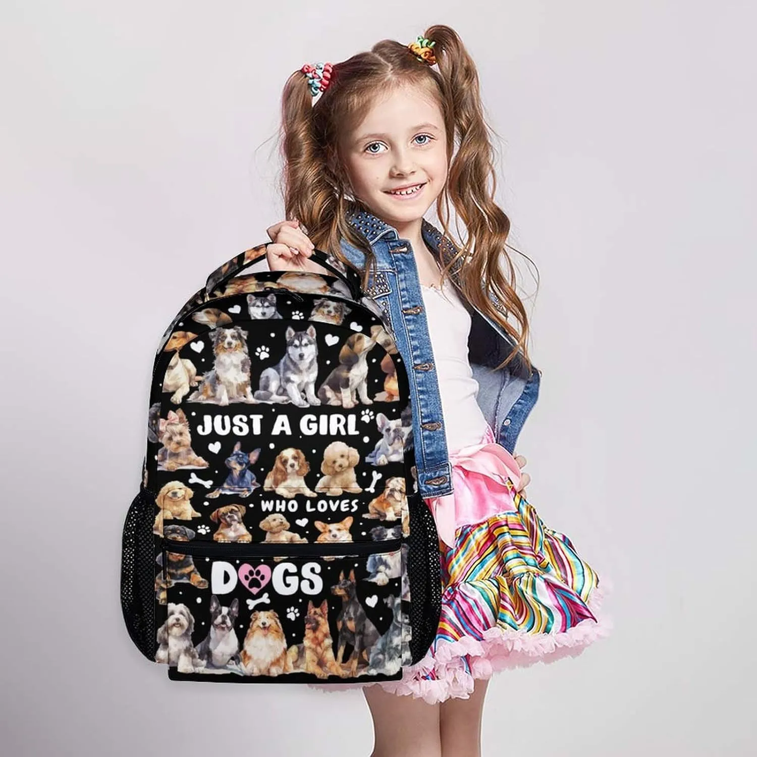 Kids School Backpacks, Cute Dog Bookbag, 17 Inch Large Capacity Girls Boys Schoolbag for Gift, Casual Bookbag for Preschool Elementary Kindergarten School Travel