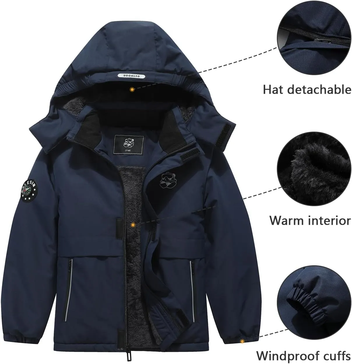 Kid's Waterproof Ski Jacket Warm Winter Coat Boys Snowboarding Jackets Outdoor