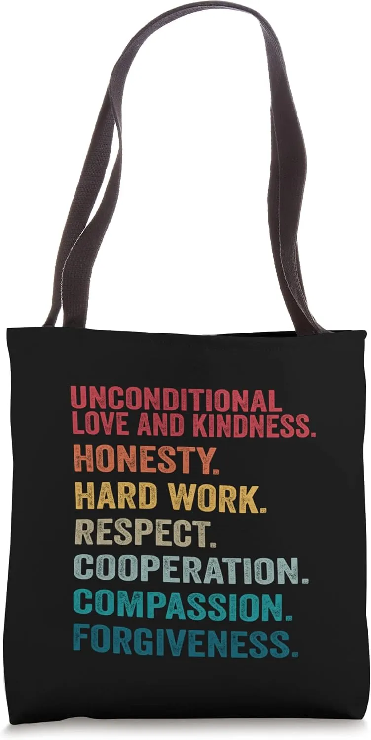 Kindness Honesty Respect Cooperation Teacher Values School Tote Bag