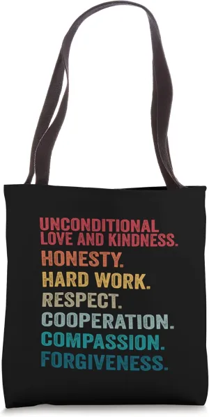 Kindness Honesty Respect Cooperation Teacher Values School Tote Bag