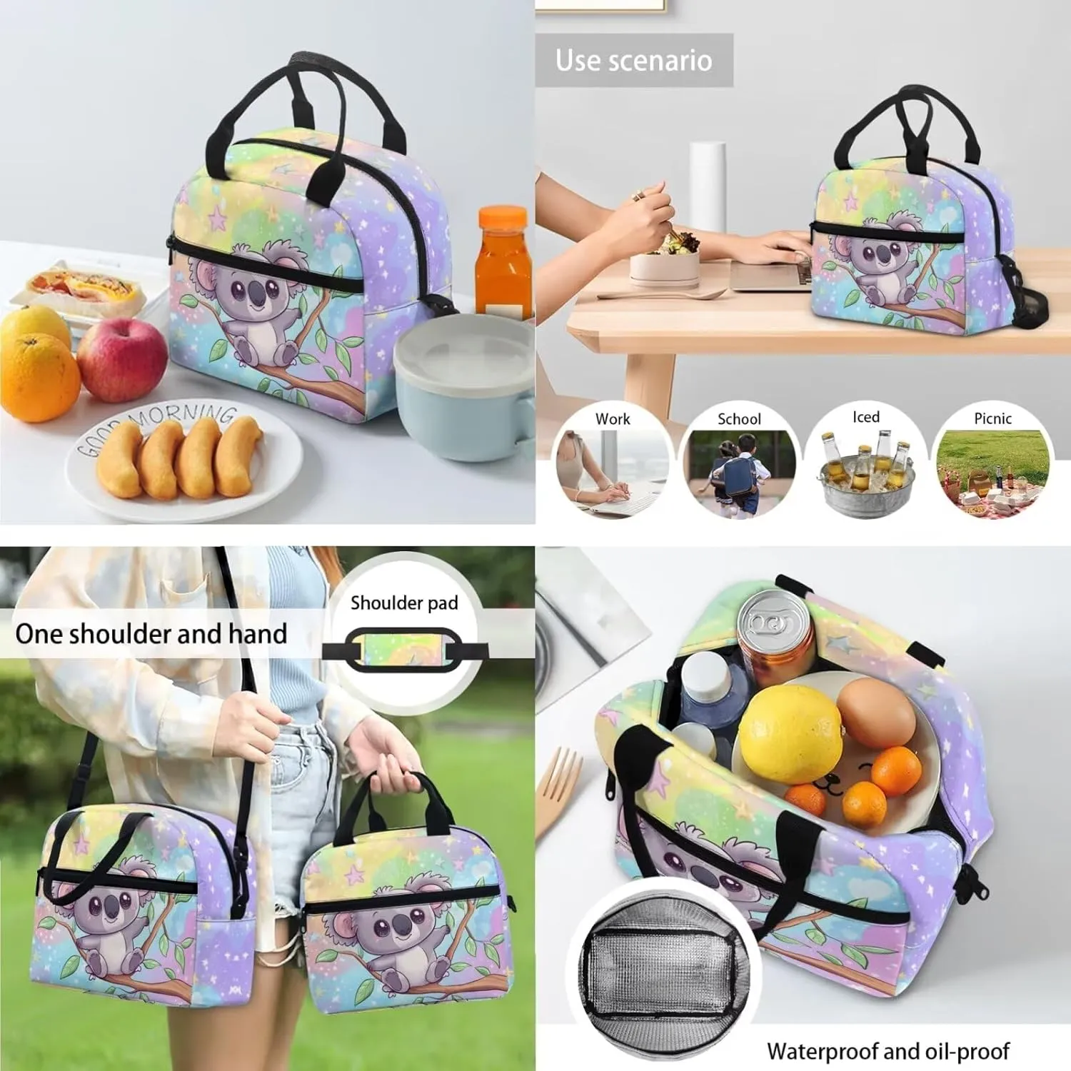 Koala 5th Grade Backpacks for Girls Book Bag 4 Pcs Kids Backpack and Lunch Box Set 17 Inch Large Capacity Elementary School Bags Pencil Case Bookmarks for Girls Travel Daypack