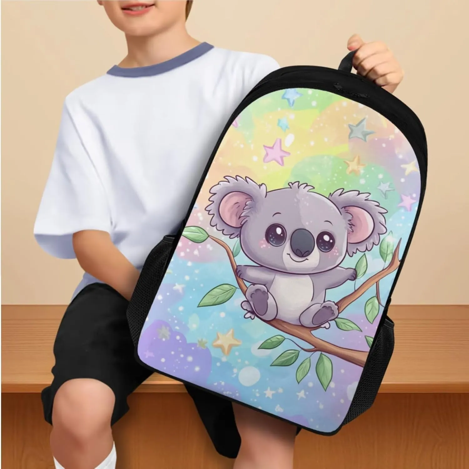 Koala 5th Grade Backpacks for Girls Book Bag 4 Pcs Kids Backpack and Lunch Box Set 17 Inch Large Capacity Elementary School Bags Pencil Case Bookmarks for Girls Travel Daypack
