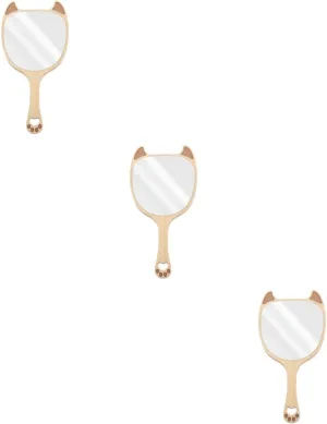 KOHARA 3pcs Wooden Handle Vanity Mirror Handheld Mirrors with Handle Girl Cosmetics Mirror Wall Mounted Mirror Makeup Mirror Personal Small Mirror Wood Decor Woman Portable Handle Mirror