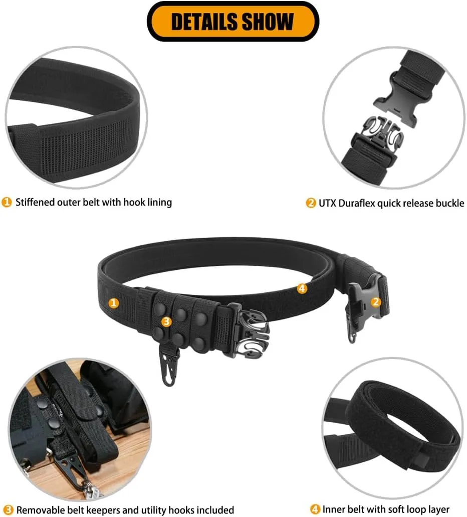 KRYDEX Duty Belts Law Enforcement 2 Inch Police Belt Nylon Duty Belt with Belt Keepers