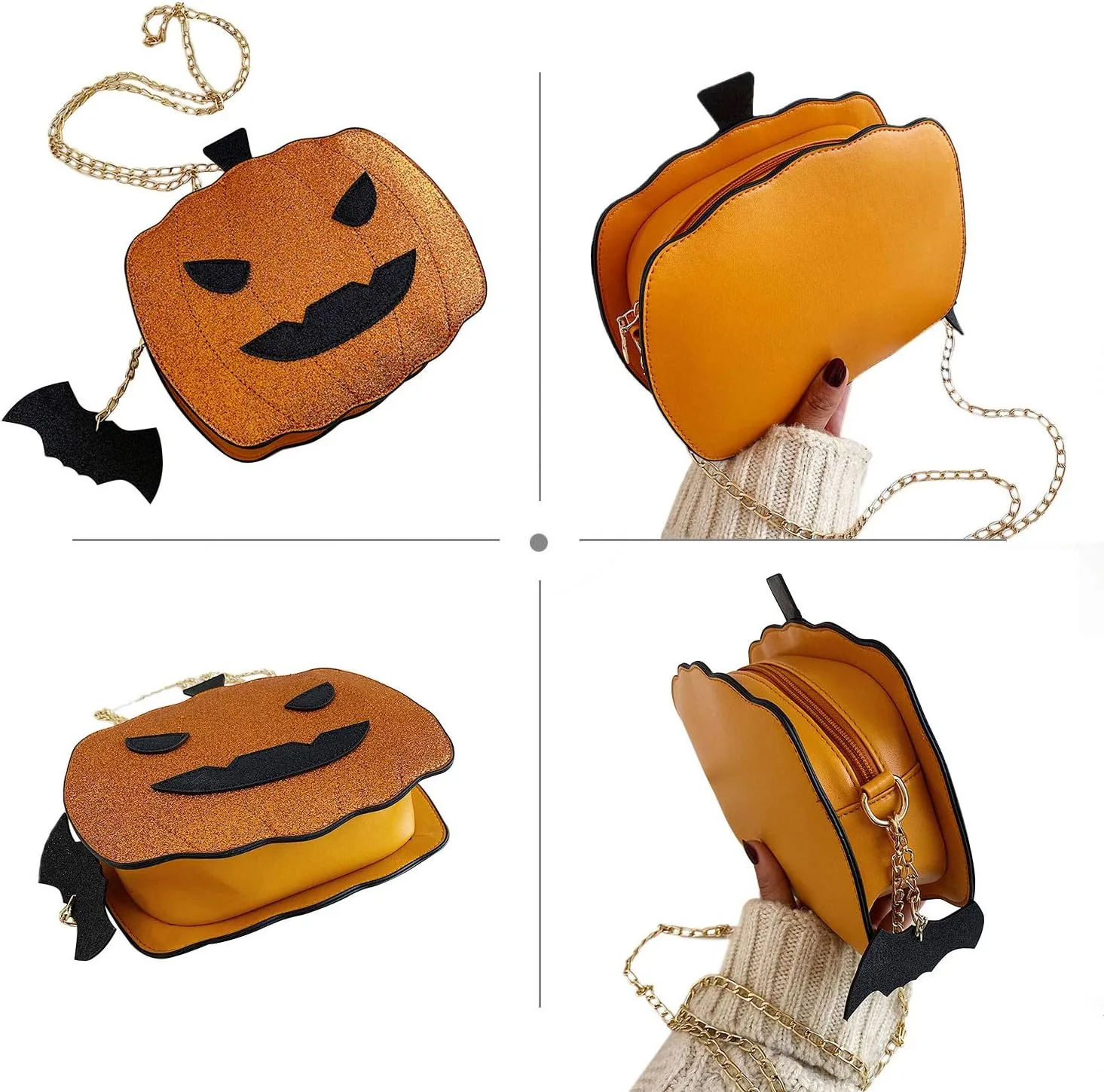 KUANG! Women Pumpkin Shoulder Bag Novelty Devil Crossbody Purse Fashion Halloween Trick or Treat Purses and Handbags