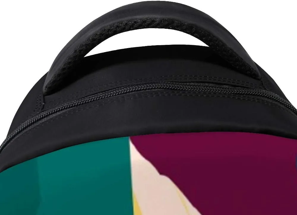 Kuizee Backpack Daypack Colorful Contemporary Abstract Floral Geometric Casual Bags Durable Polyester College School Travel 11×16Inch