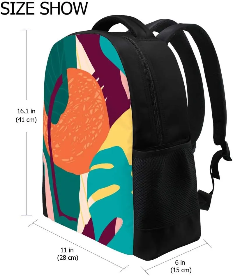 Kuizee Backpack Daypack Colorful Contemporary Abstract Floral Geometric Casual Bags Durable Polyester College School Travel 11×16Inch