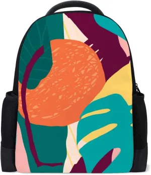Kuizee Backpack Daypack Colorful Contemporary Abstract Floral Geometric Casual Bags Durable Polyester College School Travel 11×16Inch