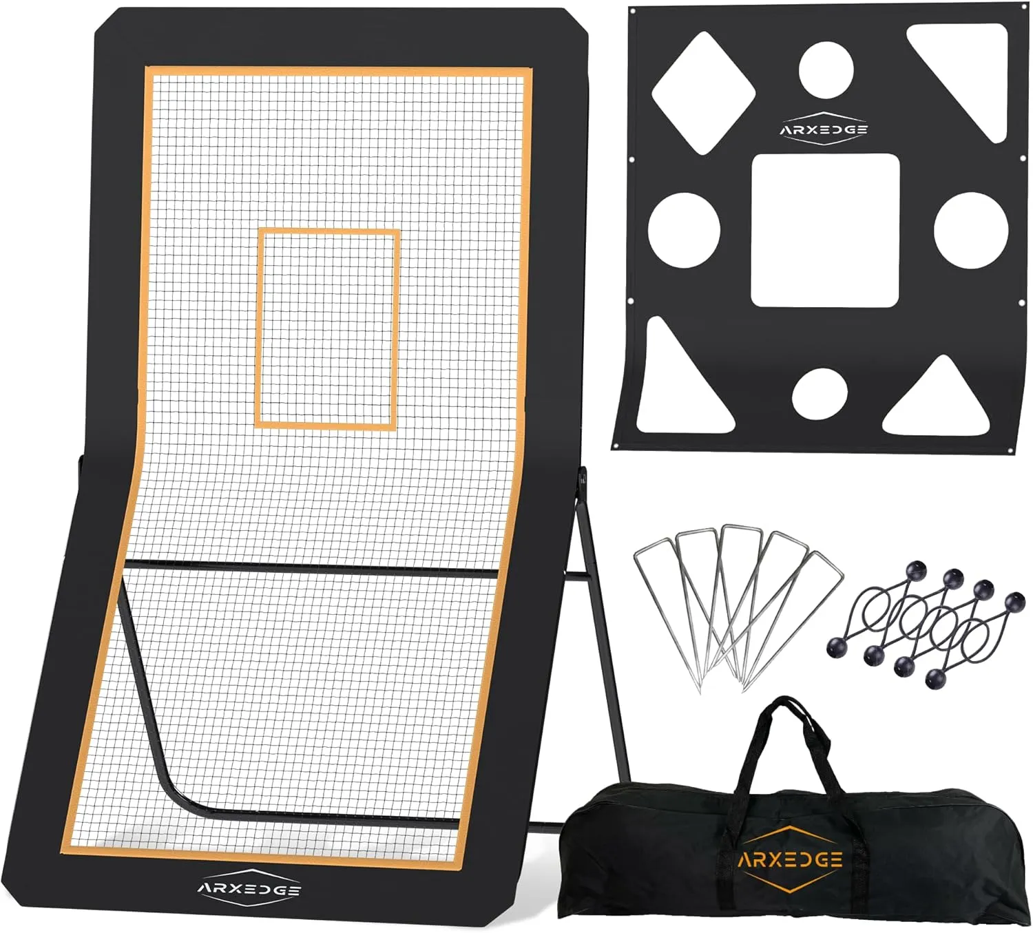 Lacrosse Rebounder for Backyard & Volleyball Rebounder with Bonus Target Net, 5 Rebound Angles, Strong Bounce back, 4x7ft Large Practice Area - Durable Volleyball Rebounder Net for Multisport Training