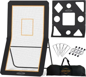 Lacrosse Rebounder for Backyard & Volleyball Rebounder with Bonus Target Net, 5 Rebound Angles, Strong Bounce back, 4x7ft Large Practice Area - Durable Volleyball Rebounder Net for Multisport Training