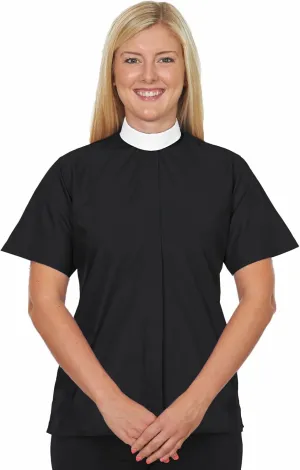 Ladies Clergy Shirt - Includes Banded Collar - Short Sleeves - Wrinkle-Resistant - Clergy Shirts for Women
