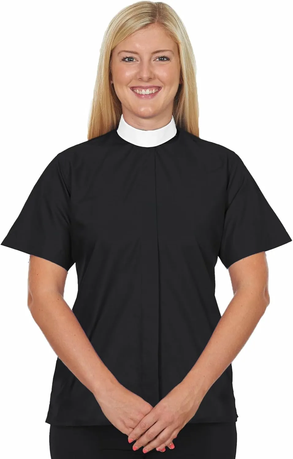 Ladies Clergy Shirt - Includes Banded Collar - Short Sleeves - Wrinkle-Resistant - Clergy Shirts for Women