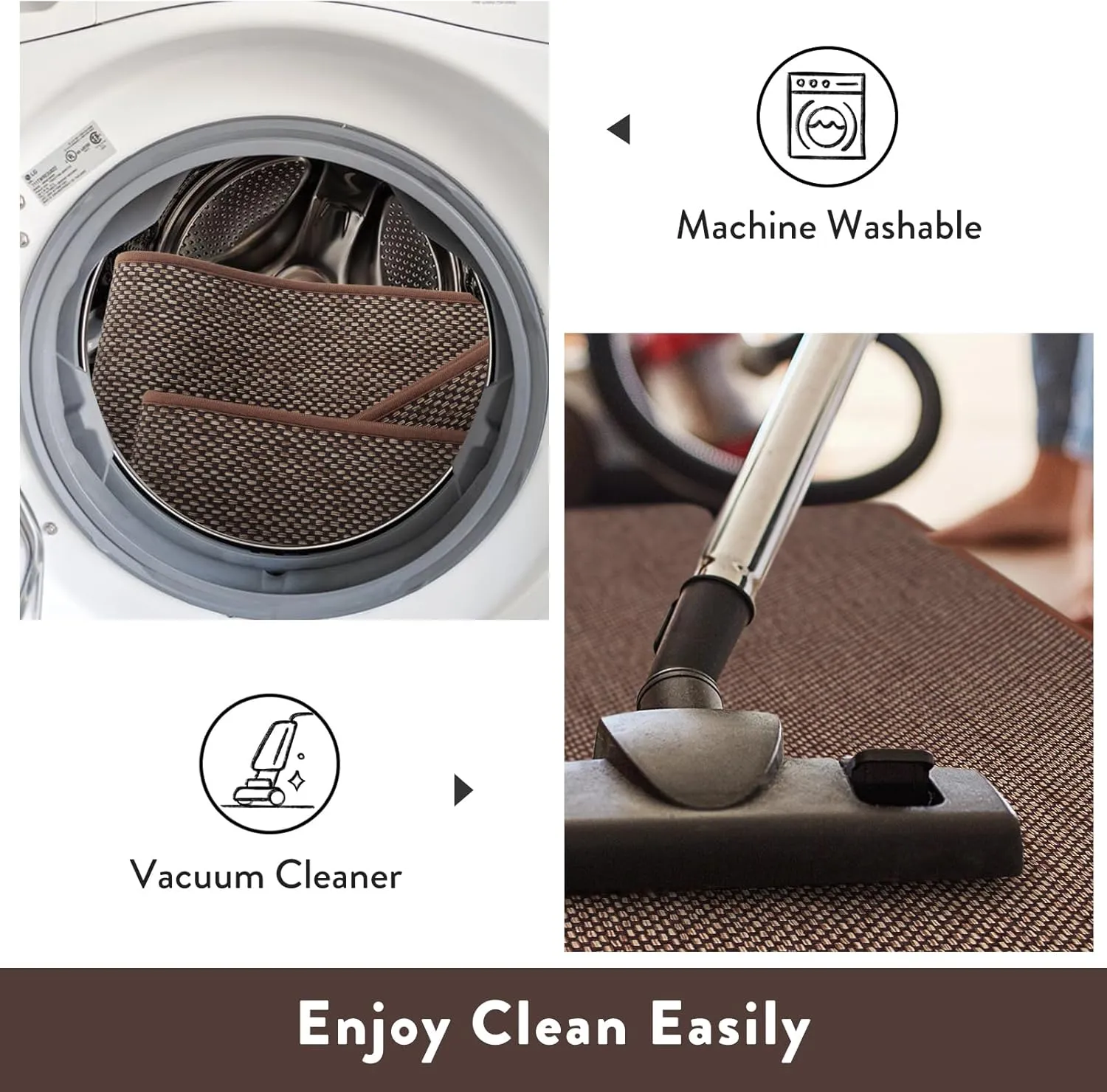 Lahome Farmhouse Kitchen Rugs, 2x5 Brown Hallway Runner Rug Non Slip for Entryway Indoor, Washable Neutral Non Shedding Floor Carpet for Bathroom Porch
