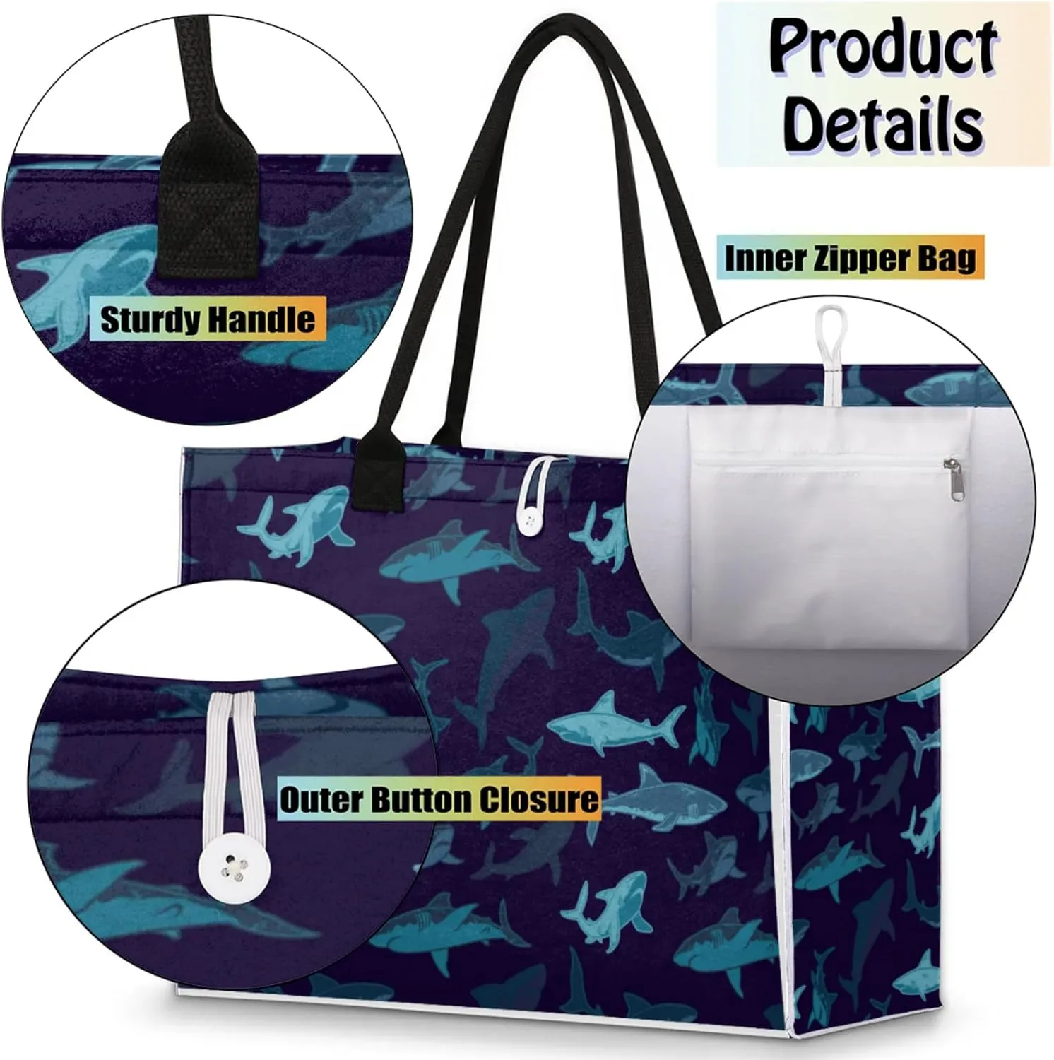 Large Beach Bag,Waterproof Sandproof Tote Bag with Pocket