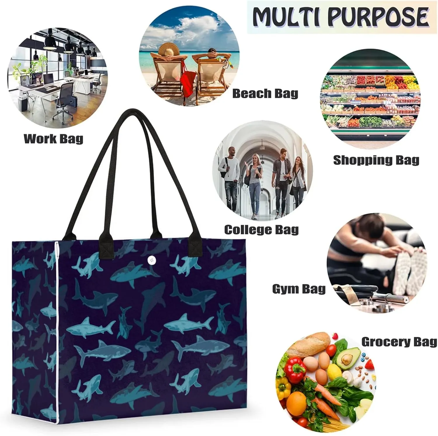 Large Beach Bag,Waterproof Sandproof Tote Bag with Pocket
