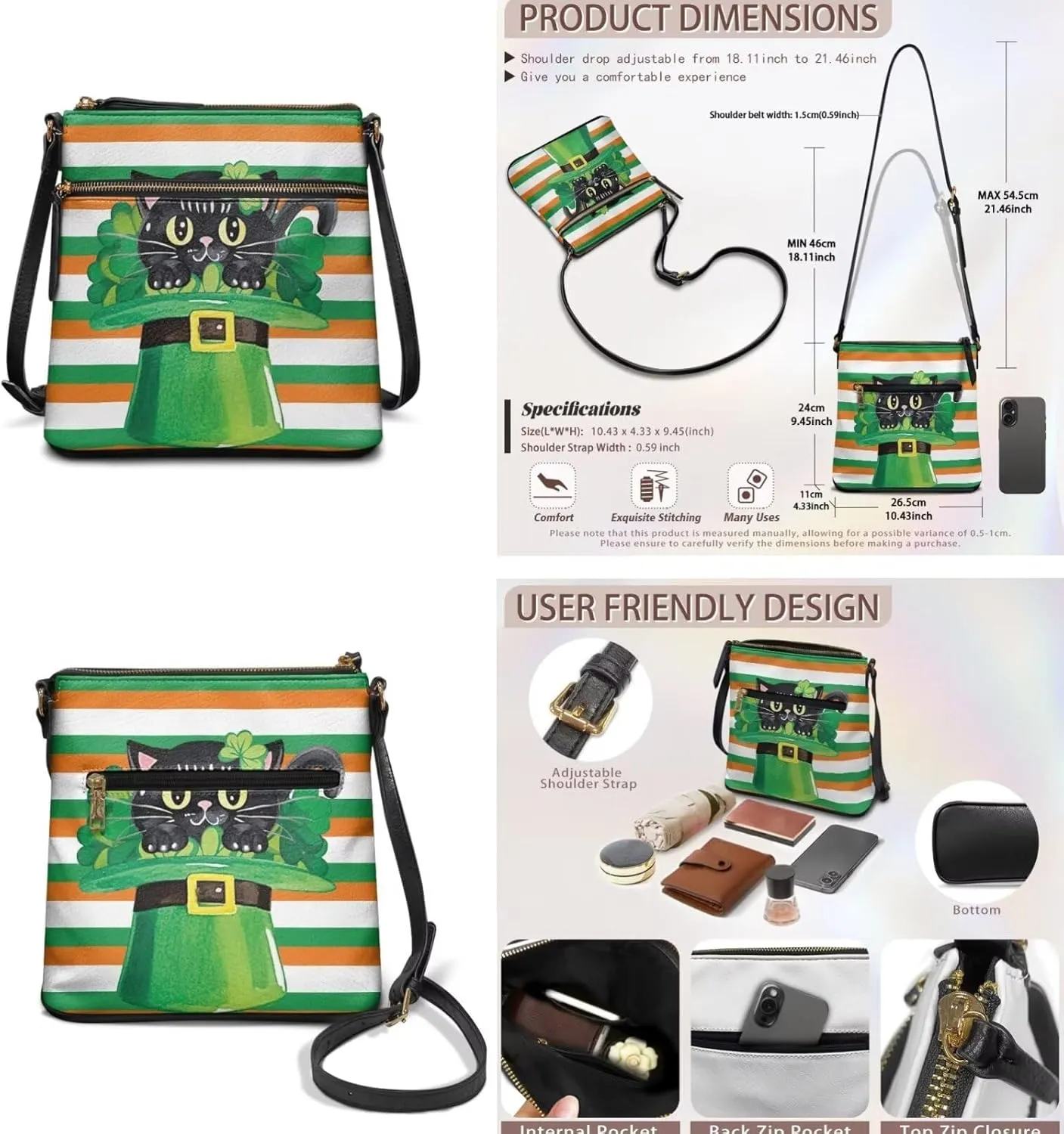 Large Crossbody Bucket Bags for Women 2 Pieces Leather Purse Cross Body Handbag Wristlet Purses for Women