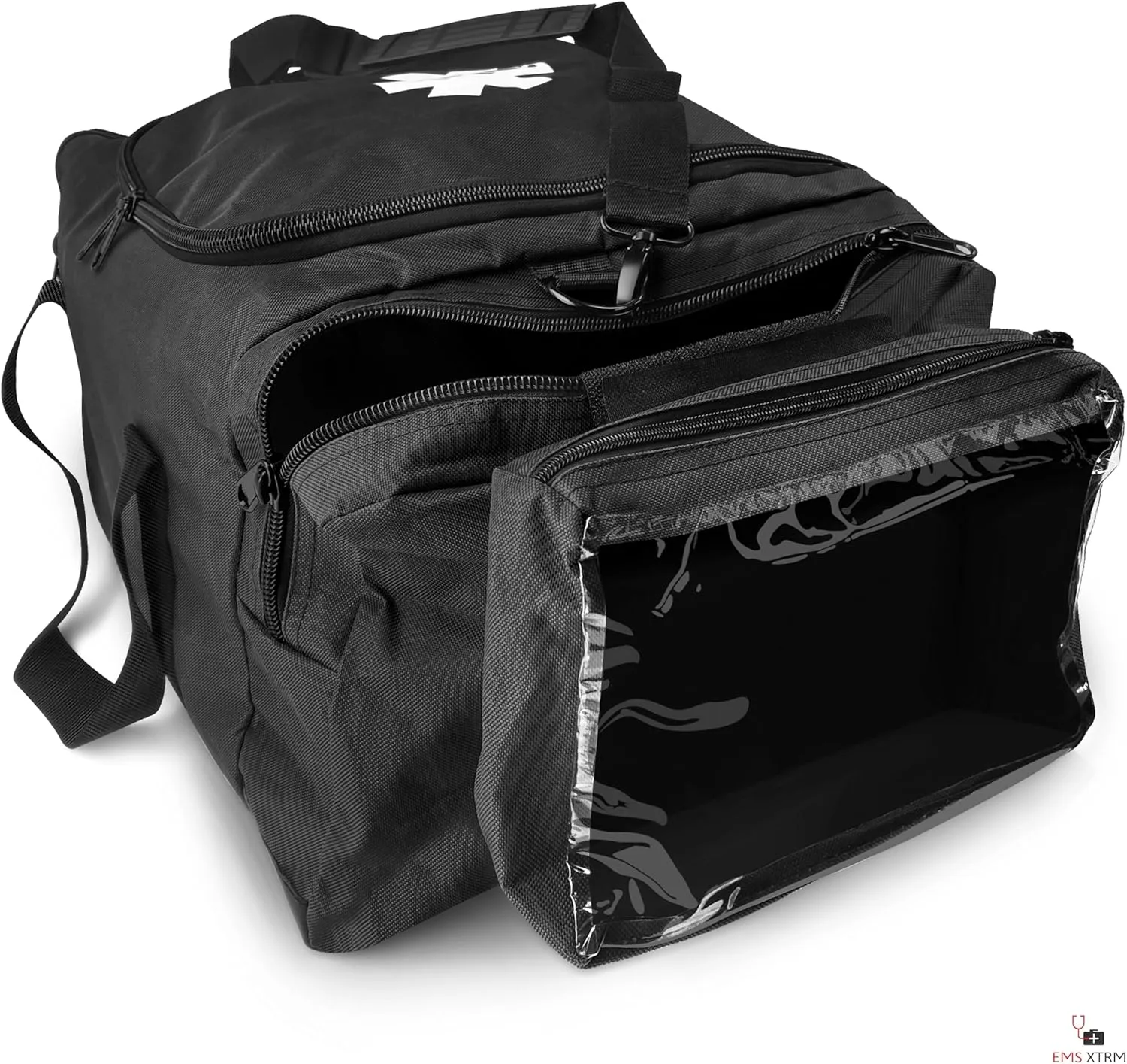 Large EMT Bag - Spacious, Multi-Compartment Medical Bag, Empty First Aid Bag for EMS, Hospitals, and Rescue Teams, Durable and Water-Resistant (Black)