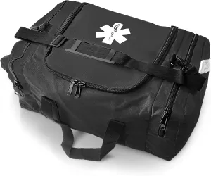 Large EMT Bag - Spacious, Multi-Compartment Medical Bag, Empty First Aid Bag for EMS, Hospitals, and Rescue Teams, Durable and Water-Resistant (Black)