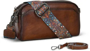 Leather Purses for Women Small Cossbody Bags Multi Pockets Shoulder Purse Vintage Satchel Bag everyday Travel Purses
