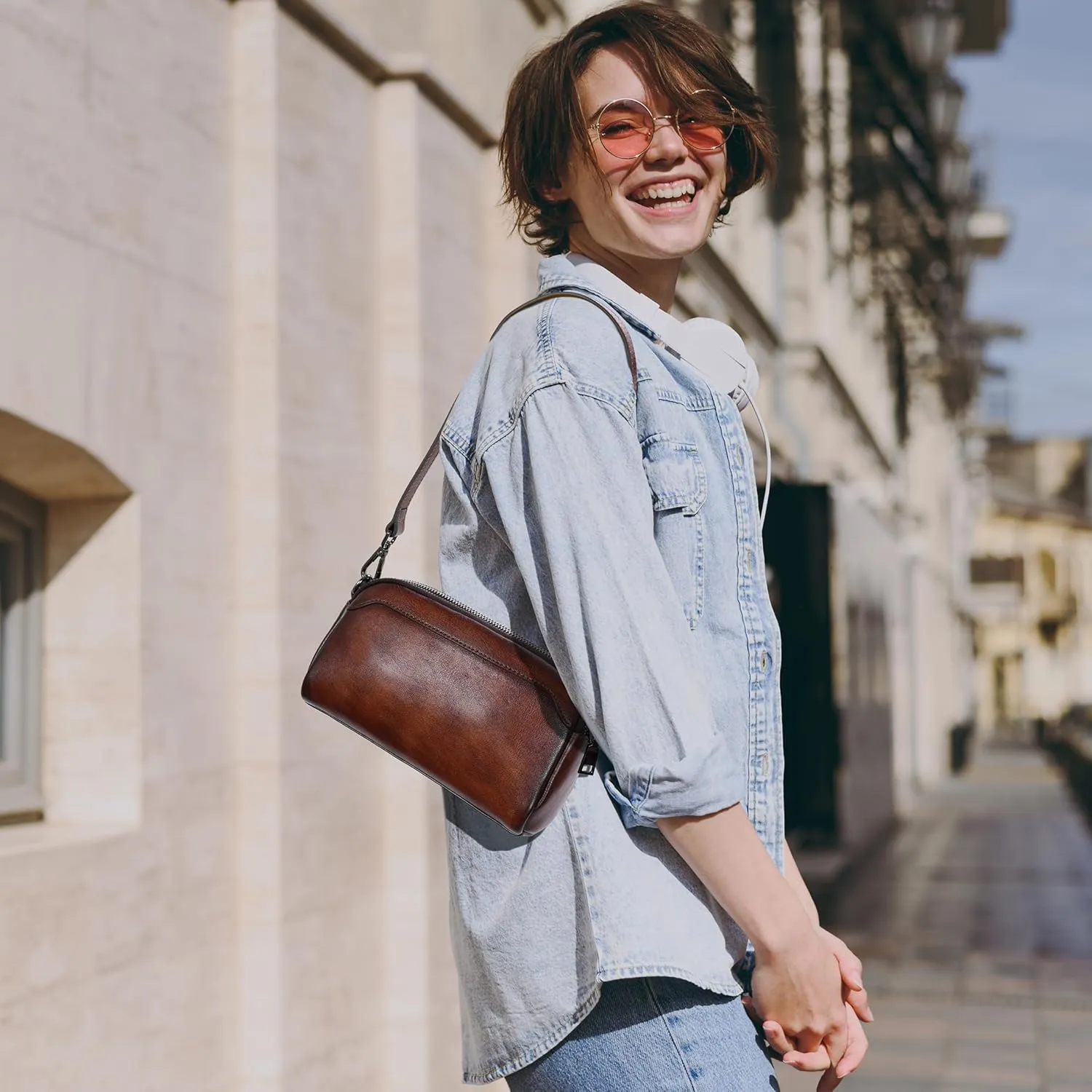 Leather Purses for Women Small Cossbody Bags Multi Pockets Shoulder Purse Vintage Satchel Bag everyday Travel Purses