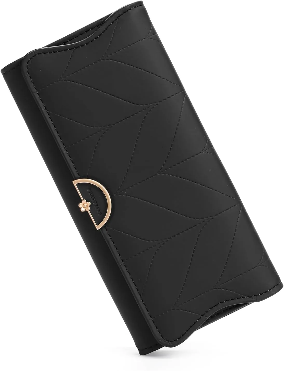 Leather Wallet for Women Trifold Womens' RFID Blocking Wallet Card Holder Purse Clutch with Zipper Coin Pocket,Black