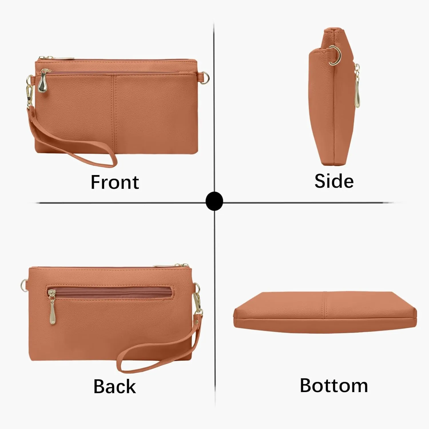 Leather Wristlet Clutch Wallet Purses For Women,Women's Triple Zip Cell Phone Bags Small Crossbody Bag
