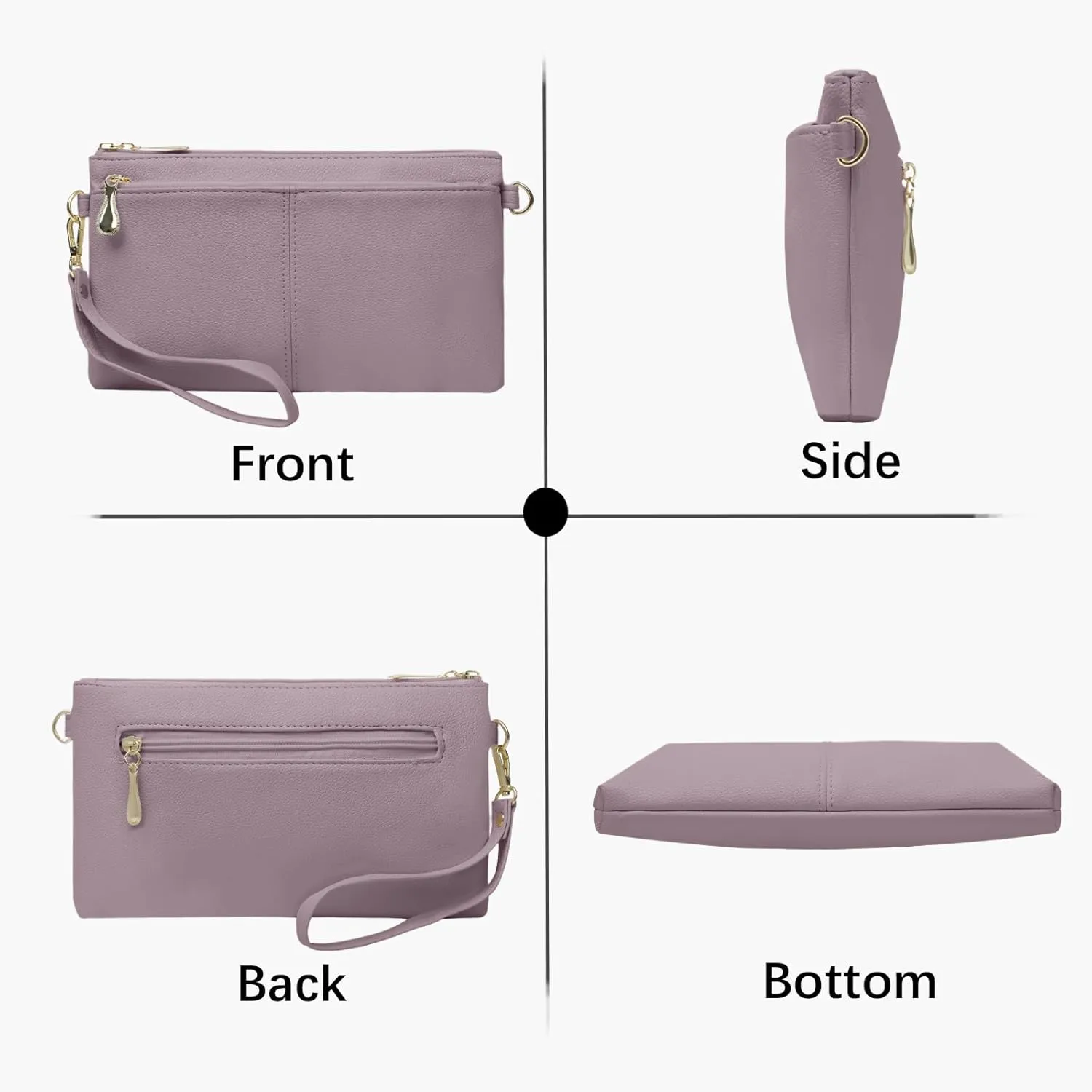 Leather Wristlet Clutch Wallet Purses For Women,Women's Triple Zip Cell Phone Bags Small Crossbody Bag