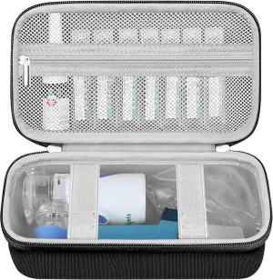 Leayjeen Carrying Case Compatible with Meowyn/Audilo/Naweti/Gülife/PUERUK Portable Handheld Inhaler Nebulizer for Adults and Kids，Handheld Mesh Atomizer,Inhaler Spacer Bag-Black(Case Only)
