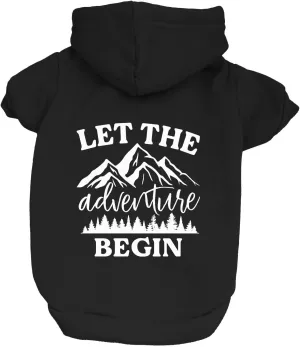 Let The Adventure Begin Summer Dog Hoodie Fleece Lined Pullover Sweatshirt with Leash Hole (Black, Large 784)