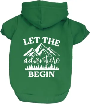 Let The Adventure Begin Summer Dog Hoodie Fleece Lined Pullover Sweatshirt with Leash Hole (Green, Large 784)