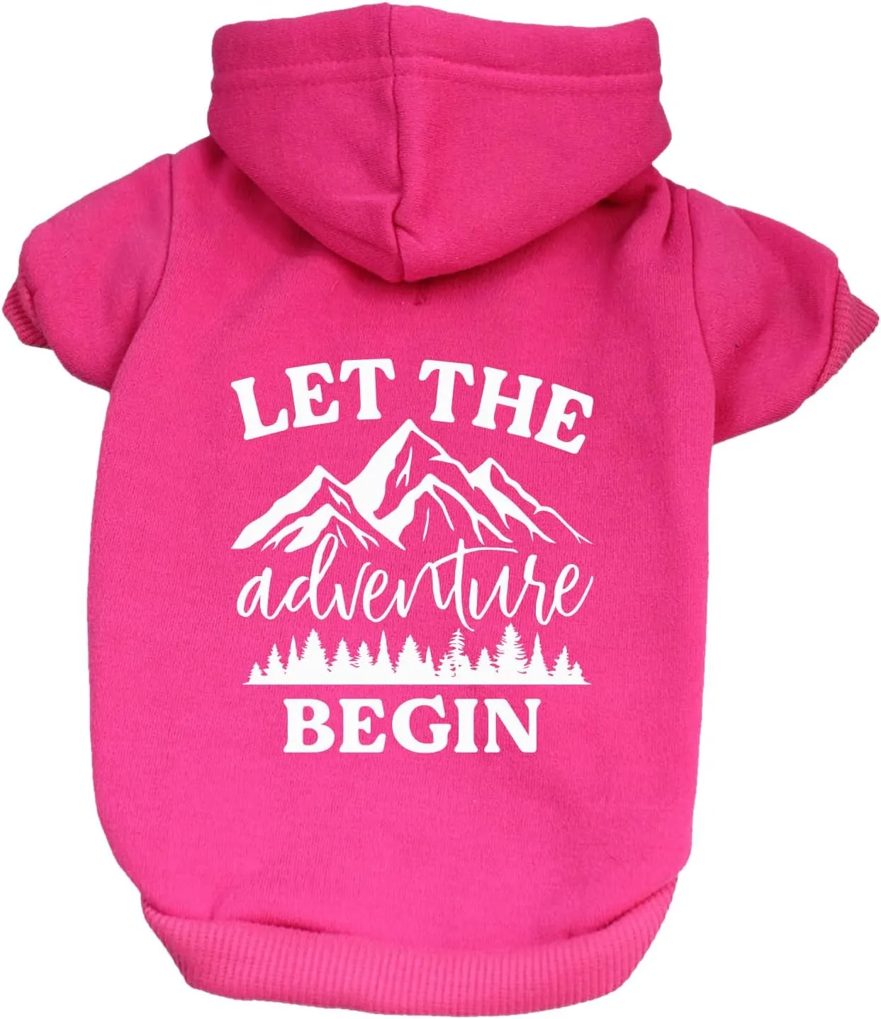 Let The Adventure Begin Summer Dog Hoodie Fleece Lined Pullover Sweatshirt with Leash Hole (Hot Pink, Large 784)