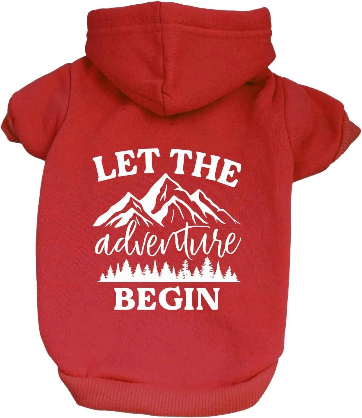 Let The Adventure Begin Summer Dog Hoodie Fleece Lined Pullover Sweatshirt with Leash Hole (Red, Large 784)