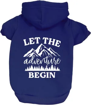 Let The Adventure Begin Summer Dog Hoodie Fleece Lined Pullover Sweatshirt with Leash Hole (Royal Blue, Large 784)