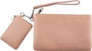 letech  Wristlet Wallet for Women Dual Pouch Wristlet Portable keychain wallet Coin Purse Wristlet Clutch Wallet Purse Credit Card Holder Gifts for Women Ladies Female pink