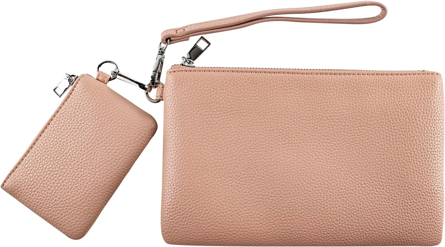 letech  Wristlet Wallet for Women Dual Pouch Wristlet Portable keychain wallet Coin Purse Wristlet Clutch Wallet Purse Credit Card Holder Gifts for Women Ladies Female pink