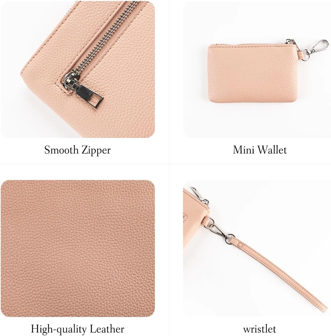 letech  Wristlet Wallet for Women Dual Pouch Wristlet Portable keychain wallet Coin Purse Wristlet Clutch Wallet Purse Credit Card Holder Gifts for Women Ladies Female pink