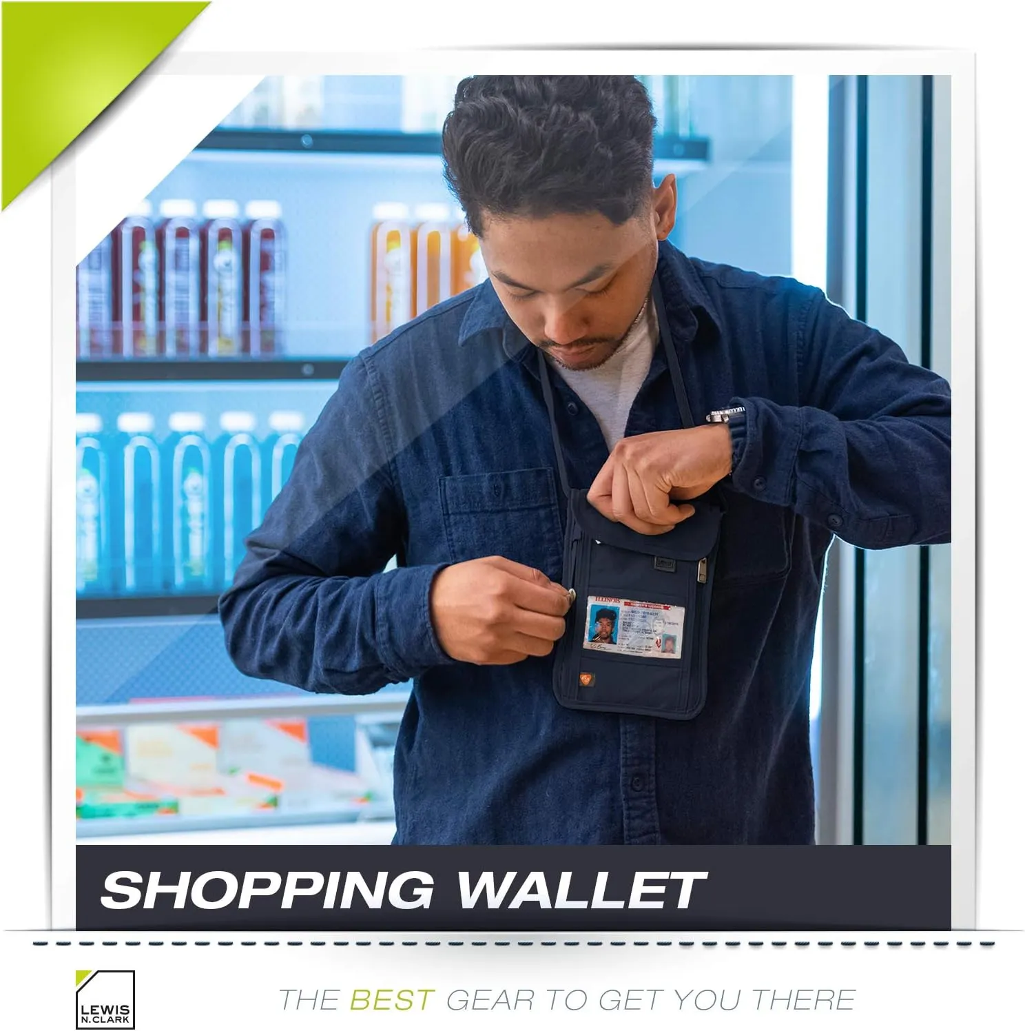 Lewis N. Clark RFID Blocking Stash Neck Wallet, Travel Pouch   Passport Holder for Women & Men, Navy, One Size